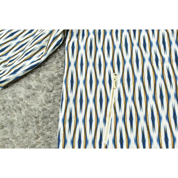 Chico's Blue Polyester Full Zip Windbreaker Jacket Size 3 Geometric 3/4 Sleeve - Picture 6 of 7